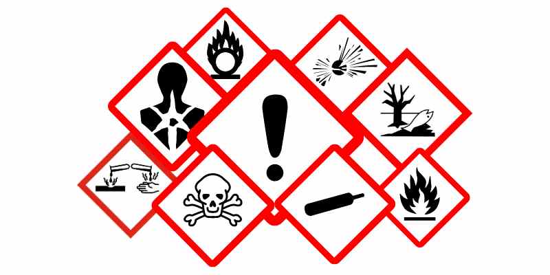 Mosaïque de pictogrammes de produits biocides.